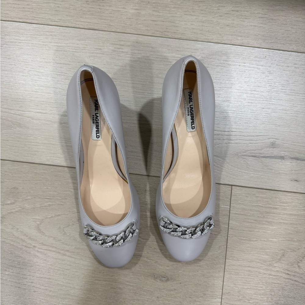 Karl Lagerfeld Sante Leather Embellished Pumps - Picture 6 of 11